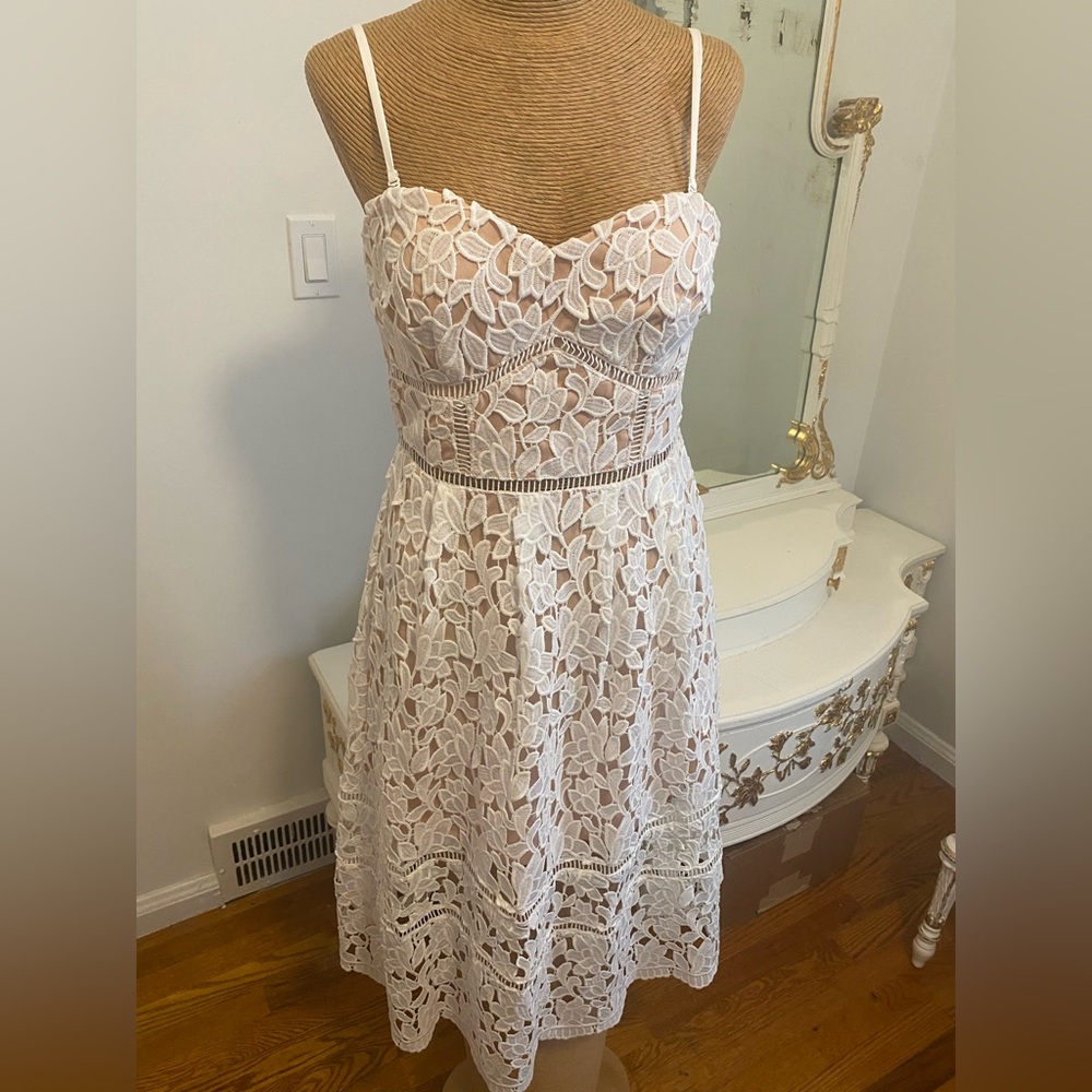 Just Me White Lace Midi Dress